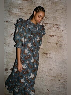 Sea Lucinda Floral Ruffle Midi Dress